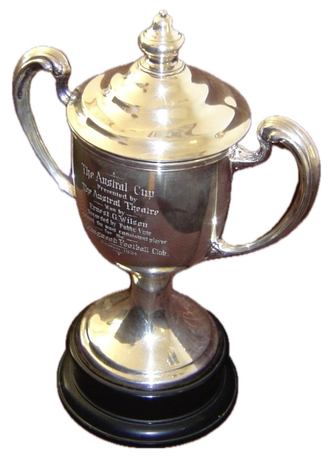 The first Austral Cup won by Ernie Wilson in 1924